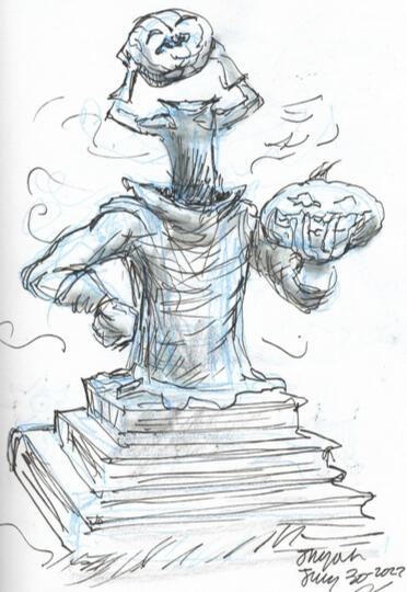 Sketchbook idea for a Headless Horseman Monument