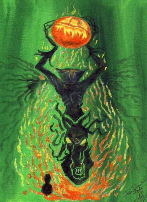 Fiery Green Headless Horseman by John Randall York